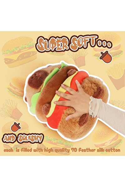 victiny Hamburger Capybara Plush Toy - 9.5 Inch Cute Capybara Stuffed Animal, Kawaii Capibara Plushie for Ki