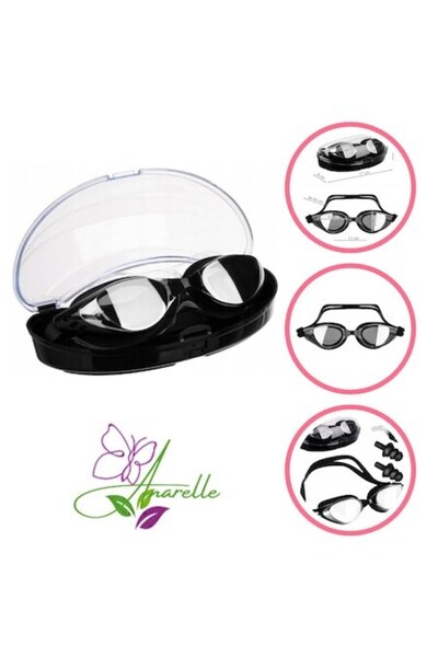 Manolex Ochelari de inot ideal pentru adulti si copii, set complet cu dopuri de urechi si cleste pentru nas