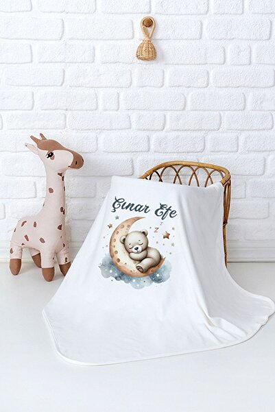 Pia Baby İsim Yazılı Organik Baskılı Bebek Battaniyesi – 80x80 cm Yumuşak Pen...