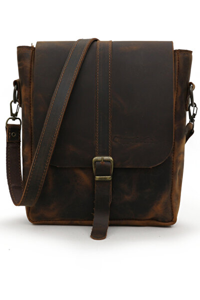 Cappadocia Vintage 6051 Brown Genuine Real Leather Handmade Postman Shoulder Crossbody Bag