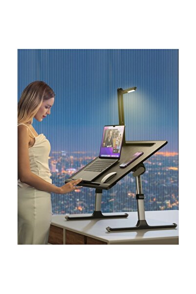 OEM Suport multifuncțional pentru laptop Saiji cu lumină LED, înălțime și unghiuri reglabile, negru