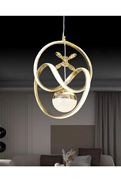 Akgül Tek Toplu Modern Gold Kaplama Sarkıt Led Avize Salon Avize 3 Renk Ledli