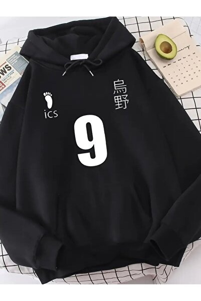 Le Savu Φούτερ Sevunera Kageyama Tobio Haikyuu με τύπωμα σε μαύρο χρώμα με κο...