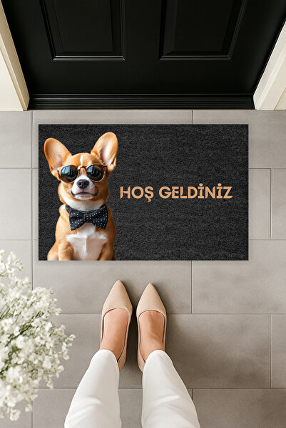 Dormot سجادة أمام الباب على شكل كلب مع نظارات طبية بطباعة رقمية حديثة