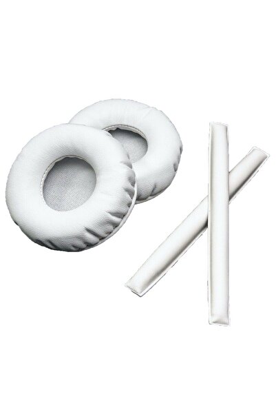 PadForce Set de 2 bureți + burete cu bandă superioară pentru Sennheiser HD25, HD25-1, HME25, HMEC25 - Alb, Piele