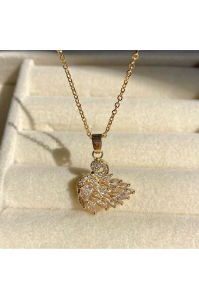 N.S.K NEWSTAR ÇELİK ÇELİK KARARMAZ GOLD KUĞU KOLYE