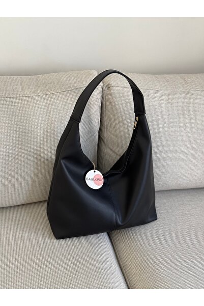 BAGLOVİS YENİ SEZON BÜYÜK SALAŞ SİYAH DERİ OMUZ ÇANTASI