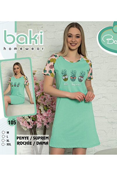 Star Fashion Camasa de noapte cu maneca scurta, stil rochie de casa, imprimeu...