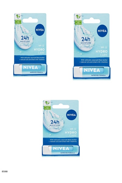 NIVEA 85088 Hydro Care SPF 15 Dudak Bakım Kremi 3 ADET