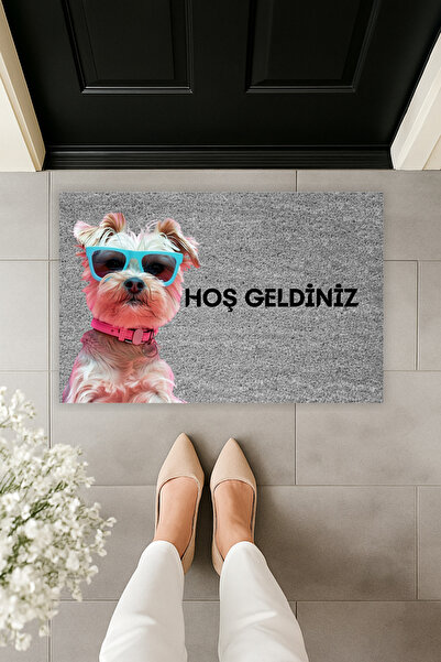 Dormot سجادة أمام الباب على شكل كلب مع نظارات طبية حديثة مطبوعة رقميًا، باللو...