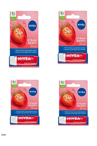 NIVEA 85083 Strawberry Lip Care Cream 4 Pcs