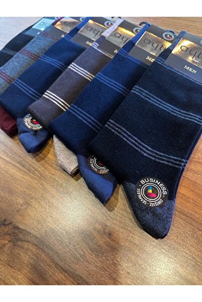 Aytuğ Business Men's Jacquard Cotton Men's Seamless Socks 6 Pack
