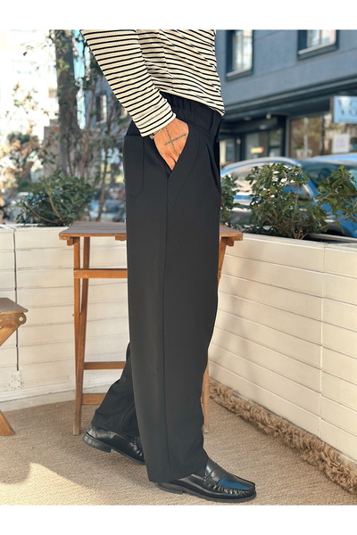 manch collection Çift Düğmeli Full Patlı Baggy Pantolon Siyah