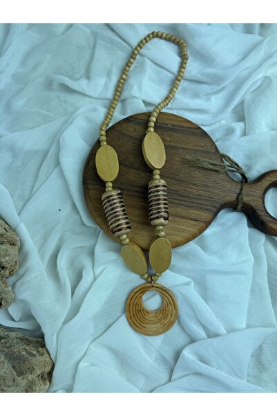 SEDEF TAKI Ahşap halkalı uzun kolye