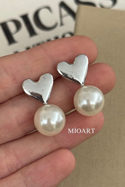MioArt Gold Elegant Pearl Earrings with Pearl Detail