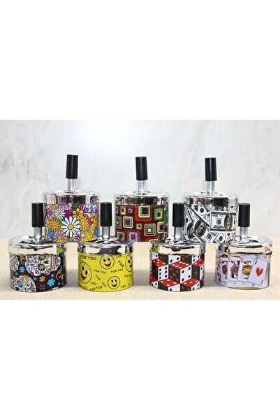 byzm Small Size Metal Colorful Push Ashtray Round