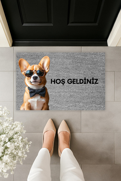 Dormot سجادة أمام الباب على شكل كلب مع نظارات طبية بطباعة رقمية حديثة