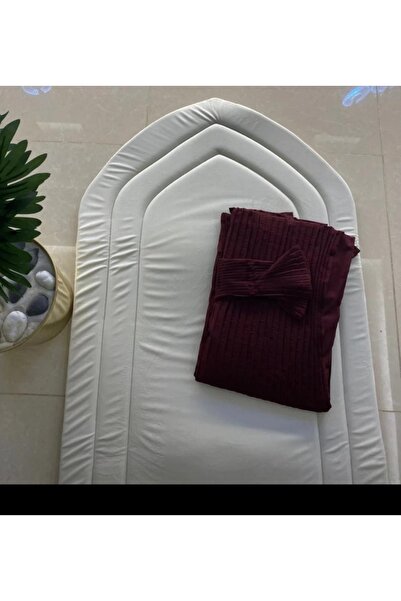 Gerenic طقم سجادة صلاه مخملي باليسيه انيق -سكري /عنابي