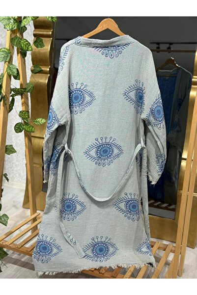 Befera Design Muslin Kimono 100% Cotton Eye Patterned Jacquard Bathrobe Kaftan Dressing Gown