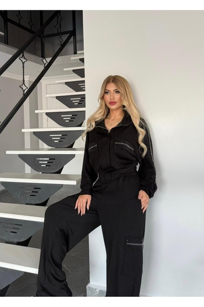 Bella Belluci طقم سترة بياقة مرصعة بالأحجار