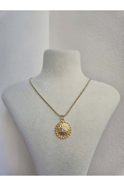 Haze Non-Tarnish Steel Eye Medallion Necklace Gold