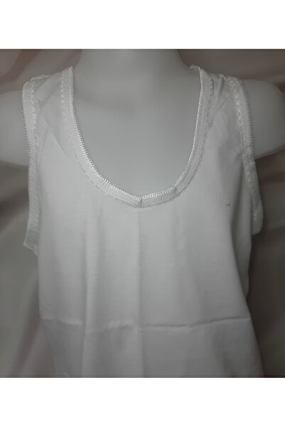 Butik White Girl's 100% Cotton Thick Strap Collar Embroidered Tank Top