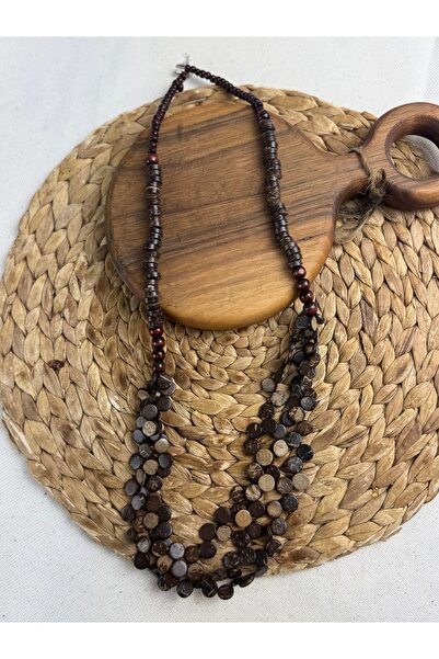 SEDEF TAKI Ahşap Vintage uzun kolye