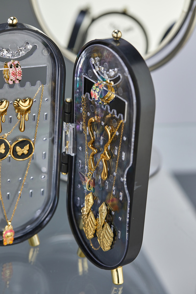 Espas Home Takı Aksesuar Standı – Yüzük, Kolye, Küpe Katlanabilir Seyahat Organizeri - Siyah