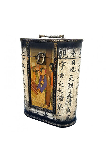 OEM Cutie decorativa lemn cu motive japoneze gheise H40cm