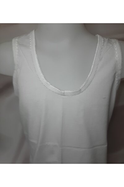Butik White Girl's 100% Cotton Thick Strap Collar Embroidered Tank Top