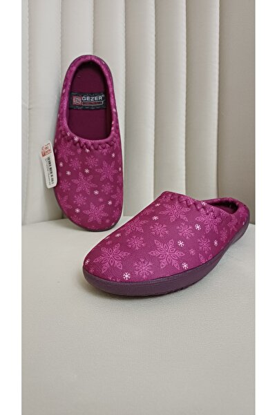 GEZER Kışlık Rahat Taban Hafif Kar Tanesi Desenli Kadın Ev Terliği