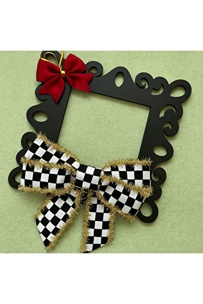 Marrone Ornament pentru sonerie de ușă cu fundă de panglică Dama, cadru pentr...