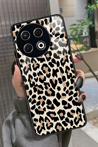 TECNO Spark 30 Pro Uyumlu Kahverengi Leopar Tasarımlı Glossy Premium Kılıf