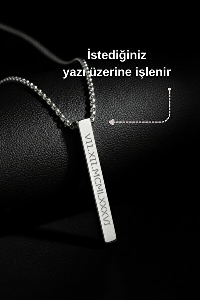 Çubuk Plaka Çelik Kolye