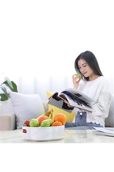 OLLEVRA 360 degree rotatable mechanism round tray shaped presentation and service organizer tray