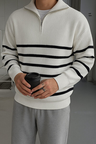 LC Waikiki çizgili yarım fermuarlı selanik dik yaka premium kalite kazak yumuşak dokulu