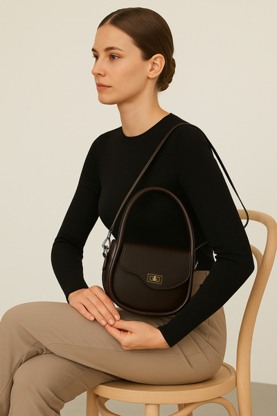 Elory Grace Жіноча коричнева сумка через плече – ручна сумка, знімний ремінець, модель Stella, спеціальний крій