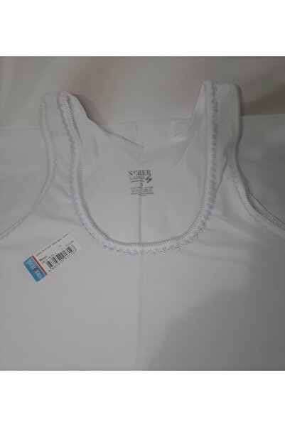 Butik White Collar with Lilac Embroidery, Thick Straps, 100% Cotton Girls' Tank Top