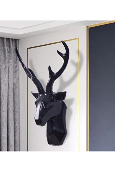 OEM Decoratiune perete, decor cap cerb negruH 54cm