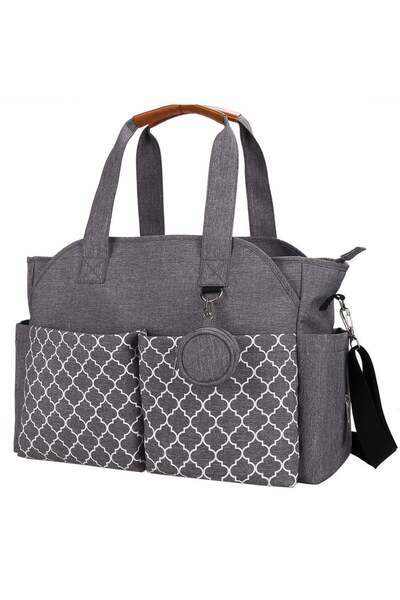 Little Story Multifunctional Signature Diaper Bag With Changing Mat - Grey