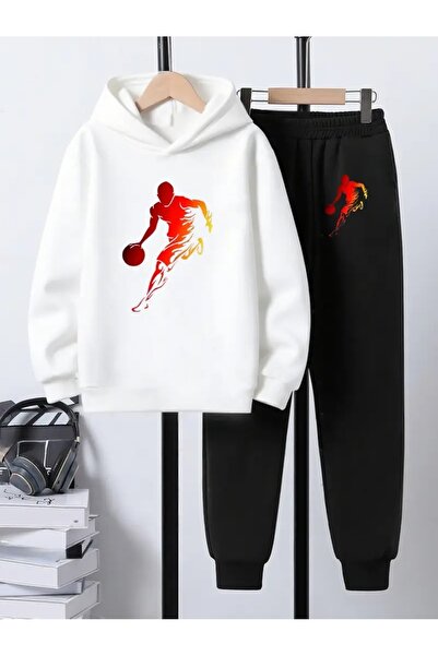 NIMBLECO Printed Hooded Sweatshirt and Trackpants Set