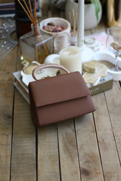 Moom Bag Women's Tan Stone Detail Evening Dress Shoulder Bag