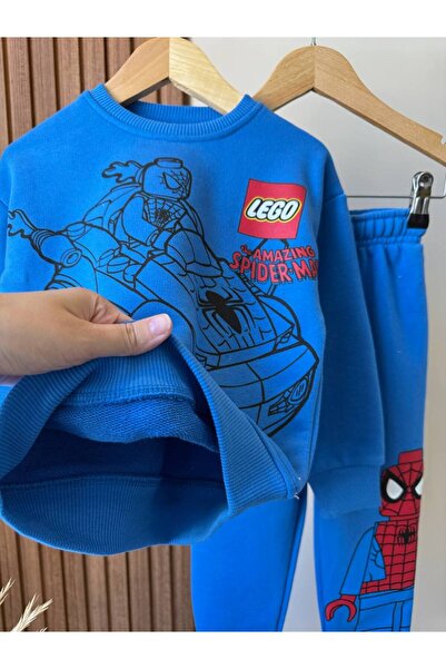 KidsSel Yeni Sezon Erkek Çocuk Baskılı Model Pamuklu Kumaş Alt Üst Takım
