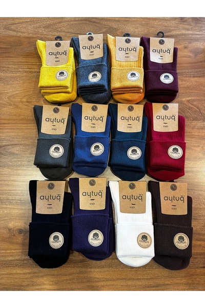 Aytuğ Women's Winter Folded Cotton Comfortable Socks 6 Pack