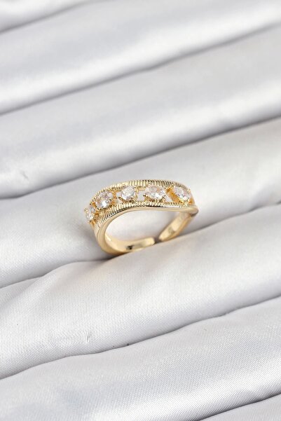 Clariss Brass Gold Color Zircon Stone Women's Ring