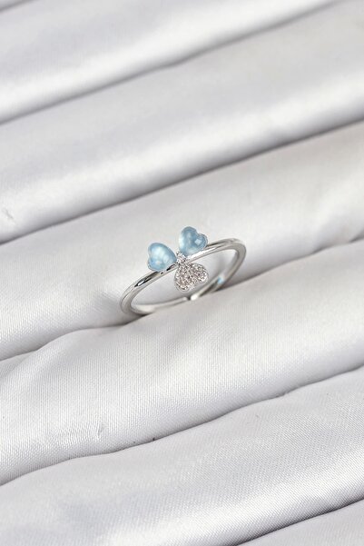 adshome خاتم نسائي من النحاس الفضي اللون على شكل ورقة البرسيم