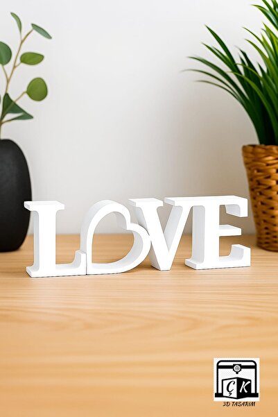 ÇK 3D TASARIM Love Yazılı Dekoratif Biblo ve Masa Üstü Dekor -22 Cm X 6 Cm (B...