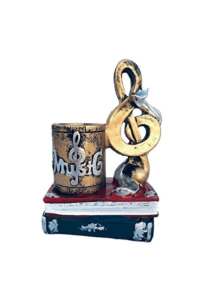 velve Suport din rasina cu motive muzicale, pentru accesorii de birou, 10x13 cm, Gold