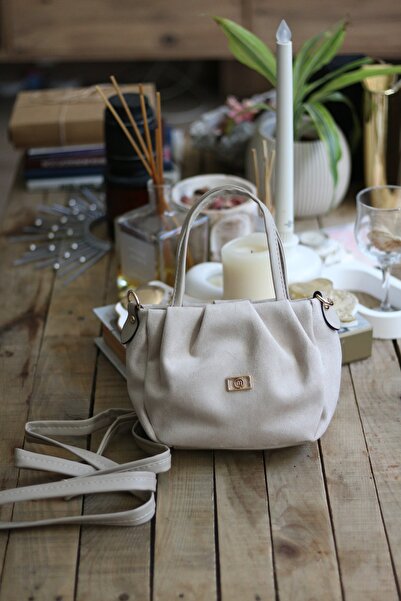 Moom Bag Women's Cream Suede Strap Shoulder Bag