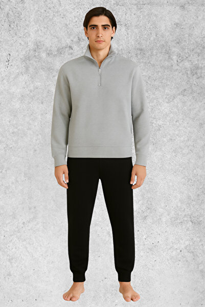 MOLICO طقم رياضي يونيسكس للموسم الجديد من القطن مع سترة نصف سحاب وبنطلون رياض...